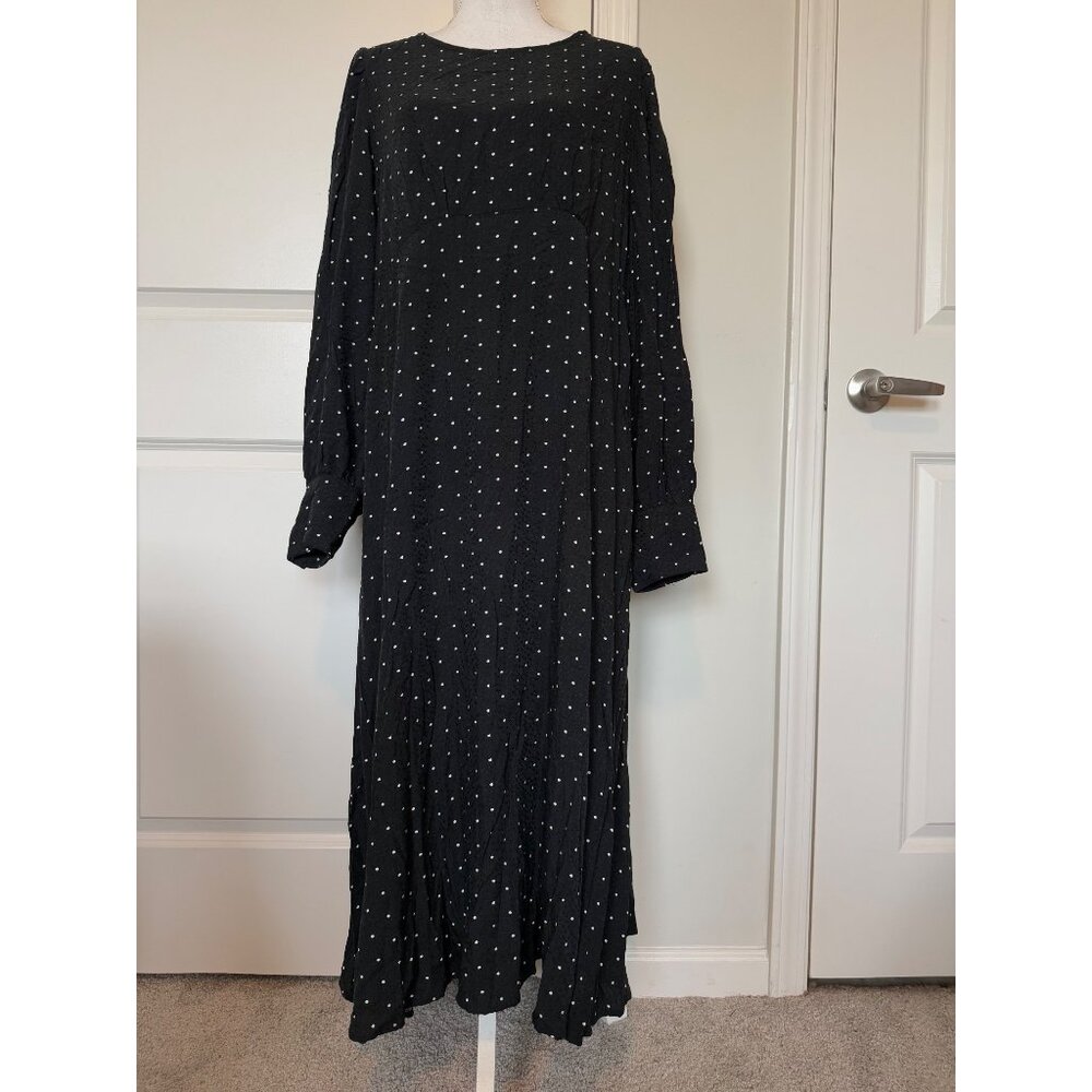 Evoked Vila Womens Polka Dot Maxi Dress Black & White Size 16 EcoVero Fabric Lon
